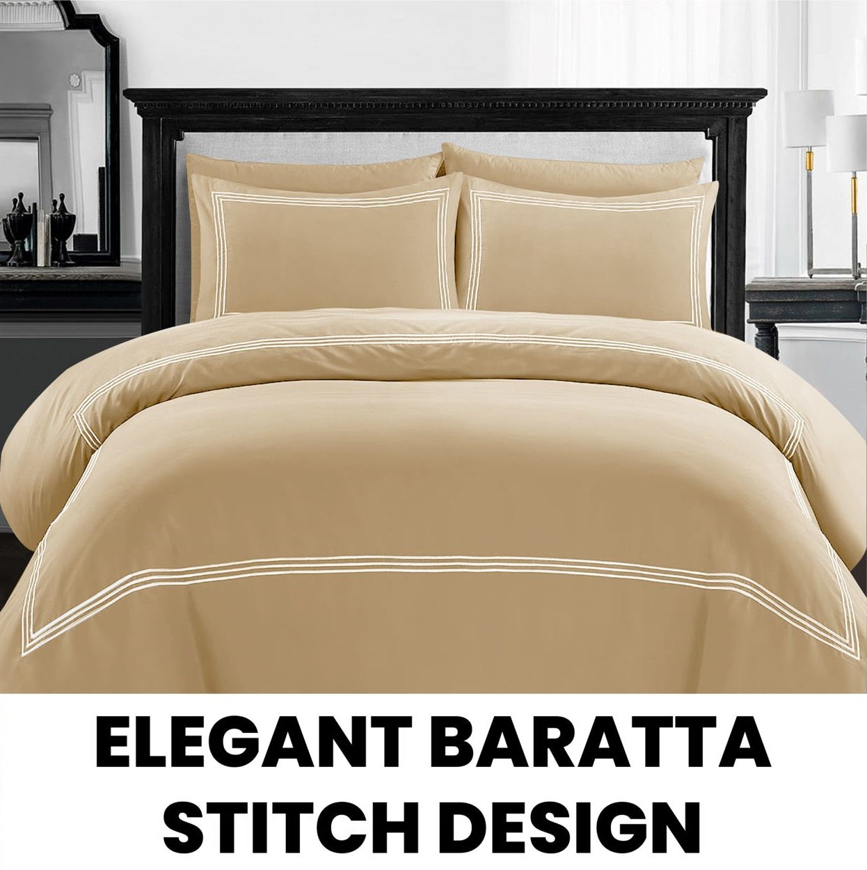 Wrinkle Resistant Elegant Baratta Stitching Ultrasoft Microfiber Embroidered Best Quilt Cover Duvet Set #Trending #Duvetcover #Quiltecover