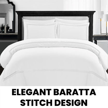 Wrinkle Resistant Elegant Baratta Stitching Ultrasoft Microfiber Embroidered Best Quilt Cover Duvet Set #Trending #Duvetcover #Quiltecover