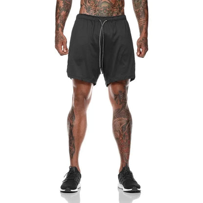 Men's 2 in 1 Running Shorts Gym Workout Sports Shorts