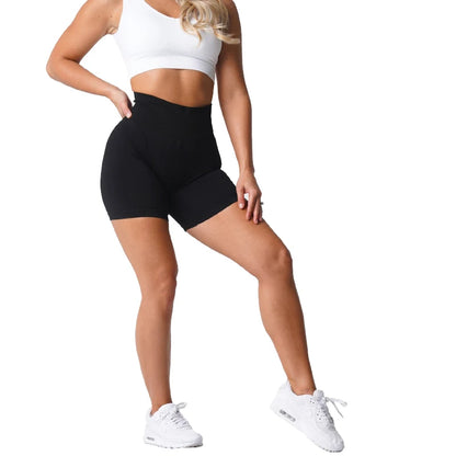 Spandex Solid Seamless Shorts Soft Workout Tights