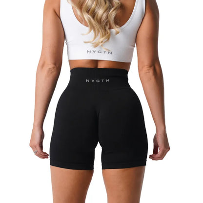 Spandex Solid Seamless Shorts Soft Workout Tights