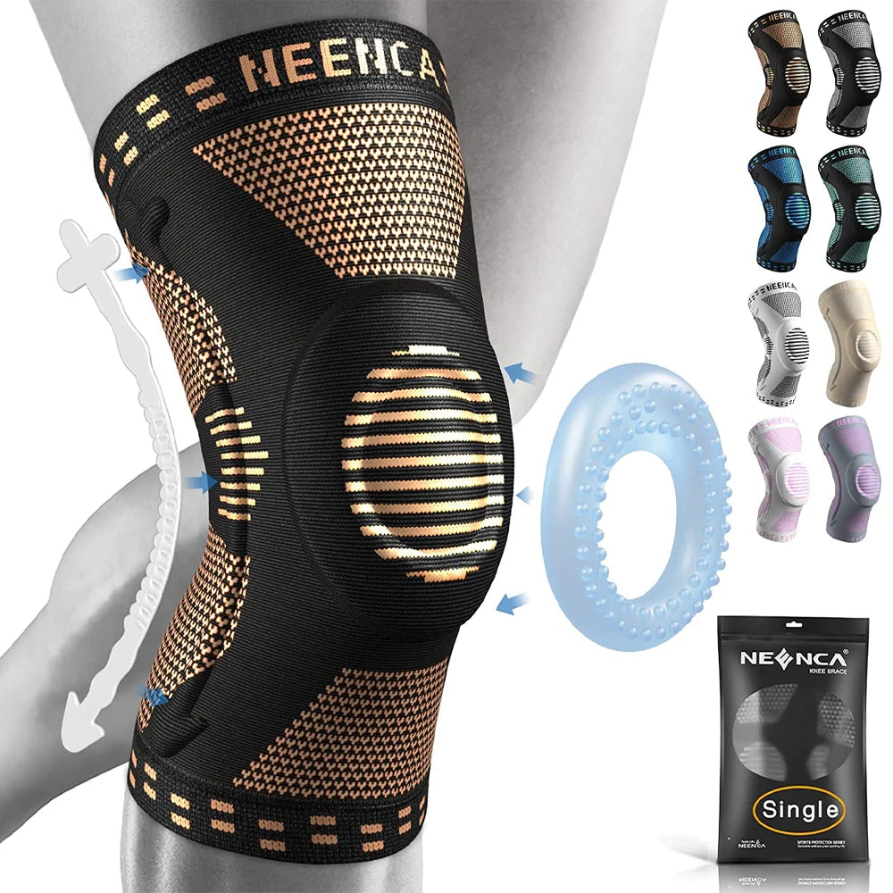 Knee Brace Compression Knee Sleeve with Patella Gel Pad & Side Stabilisers