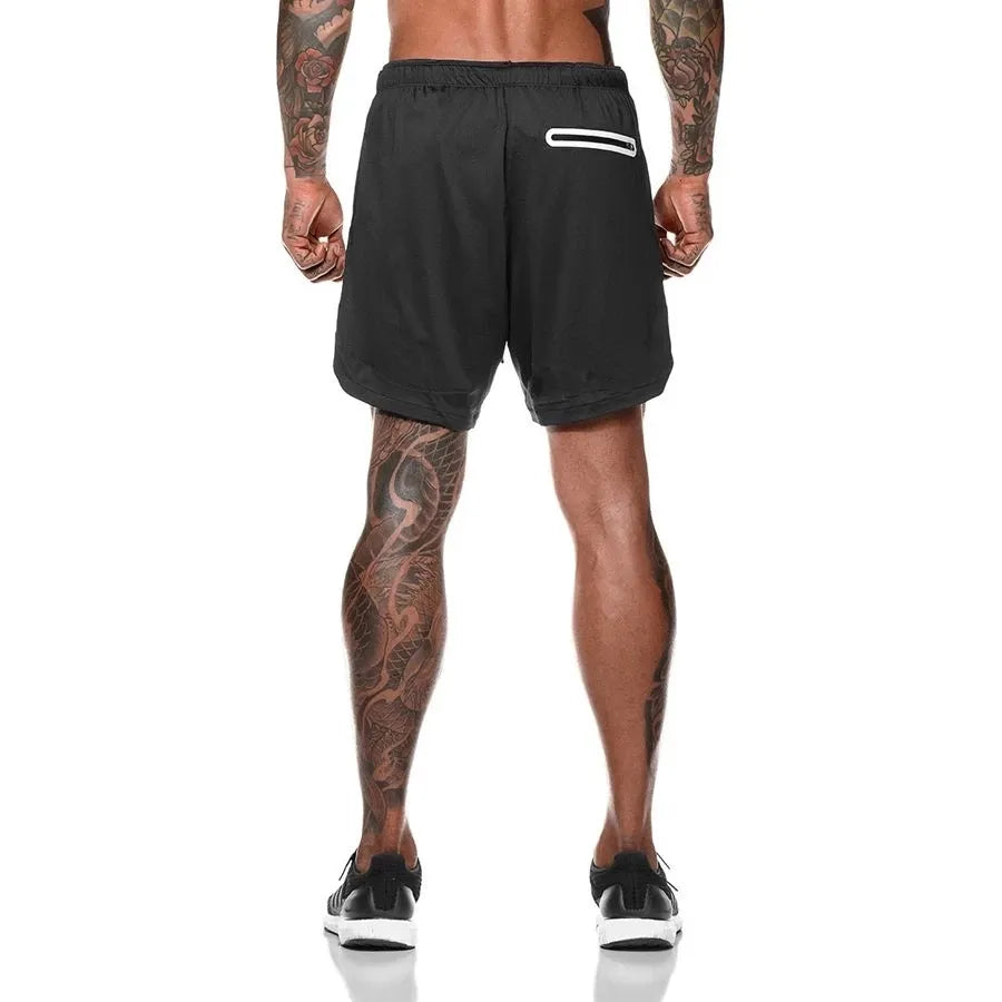 Men's 2 in 1 Running Shorts Gym Workout Sports Shorts