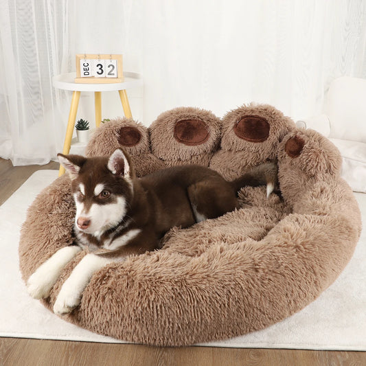 Fluffy Pet Round Bed of Paw Shape Dog Bed