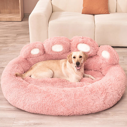 Fluffy Pet Round Bed of Paw Shape Dog Bed